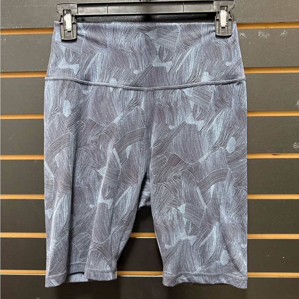 ZYIA Gray Abstract Print High Rise Biker Shorts Size L